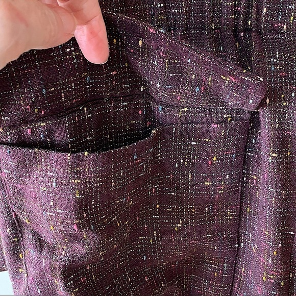 𝅺VINTAGE Esprit Burgundy Tweed Zip Front Utility Jacket Size Medium - Picture 8 of 10